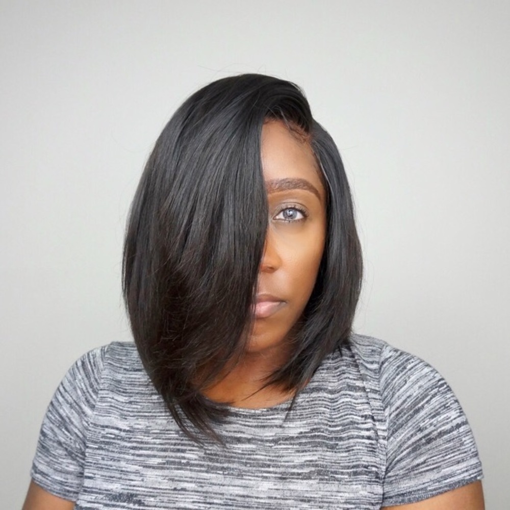 Black Deep Side Part Lace Front Bob Wig (SOLD)